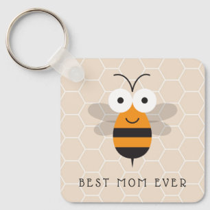 Beste Mama je Honey Bee Honeycomb Button Schlüsselanhänger