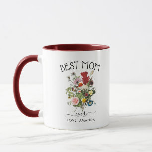 Beste Mama je   Hübsche rustikale Blume Tasse
