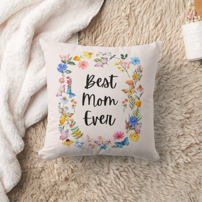 Beste Mama je Hübsche Wildblumen Boho Muttertag Kissen (Decke)