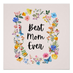 Beste Mama je Hübsche Wildblumen Boho Muttertag Poster