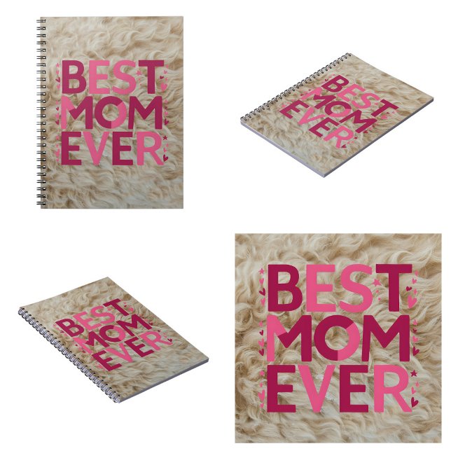 Beste Mama je in trendy rosa Typografie Niedliche  Notizblock (Best Mom Ever In Trendy Pink Typography Cute Furry Notebook
)