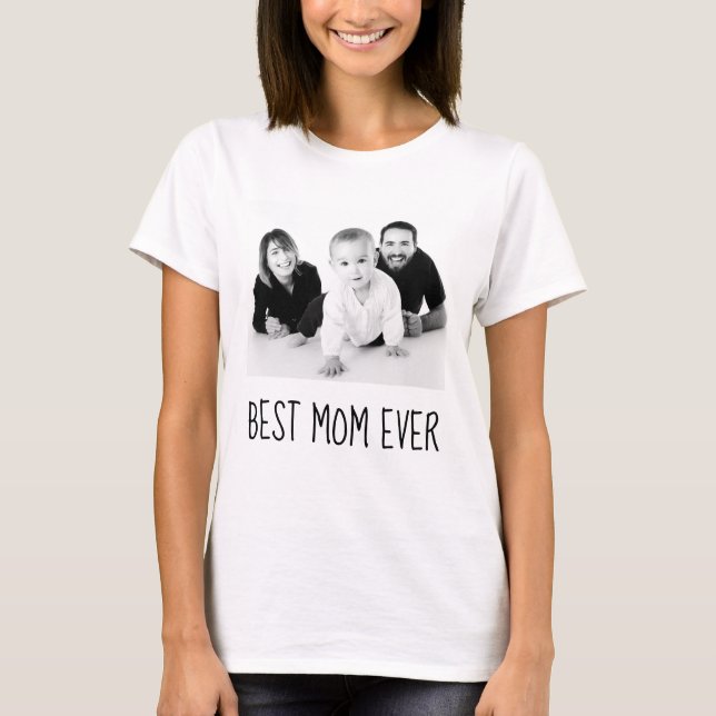 Beste Mama je, kundenspezifisches Foto Schwarz und T-Shirt (Vorderseite)