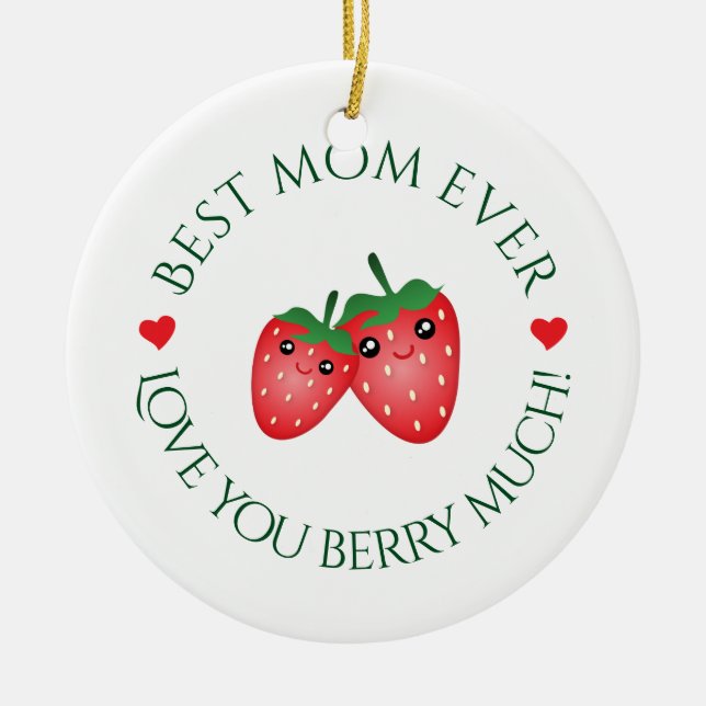 Beste Mama je Liebe Sie Berry Viel Weihnachten Keramik Ornament (Vorne)