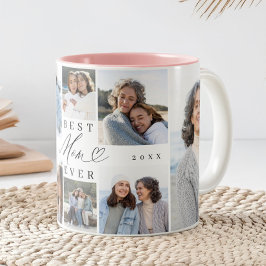 Beste Mama je Mama Drehbuch Herzklopfen FotoCollag Zweifarbige Tasse