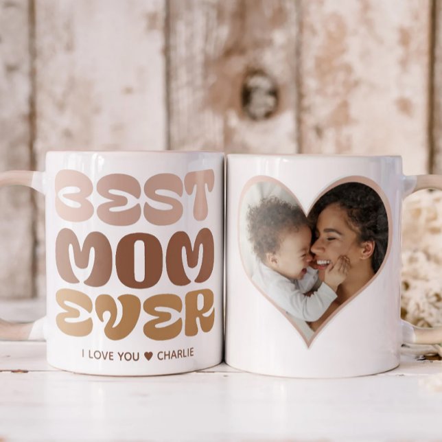Beste Mama je | Mama Foto und Textgeschenk Kaffeetasse (Von Creator hochgeladen)