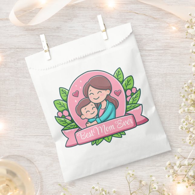 Beste Mama je, Mama und Kind, maßgeschneidert Geschenktütchen (Ausgeschnitten)