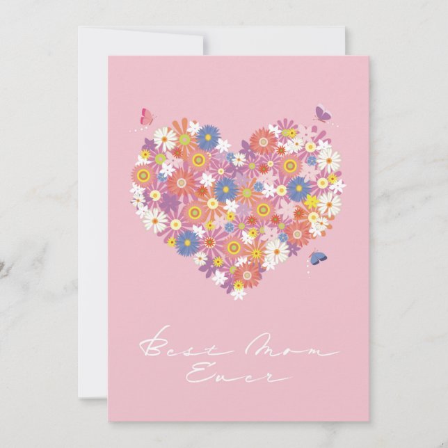 Beste Mama je mit Blume Einladung (Vorderseite)