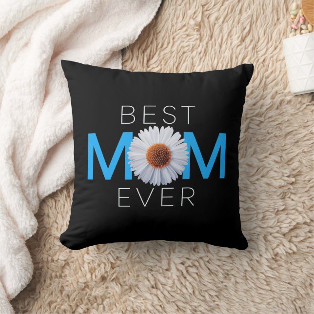 Beste Mama je mit Daisy Image Print (Blue V1) Kissen (Decke)