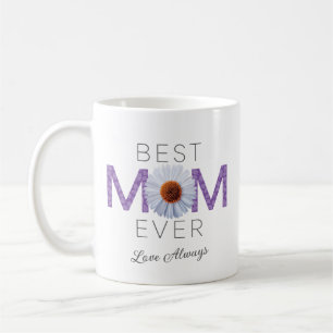 Beste Mama je mit Daisy Image Print (Lila V2) Kaffeetasse