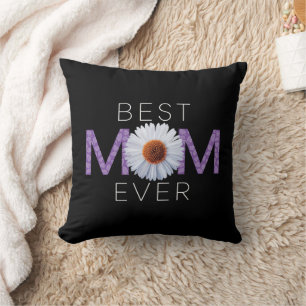 Beste Mama je mit Daisy Image Print (Lila V2) Kissen