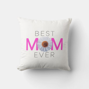Beste Mama je mit Daisy Image Print (rosa V1) Kissen