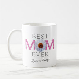 Beste Mama je mit Daisy Image Print (rosa V2) Kaffeetasse