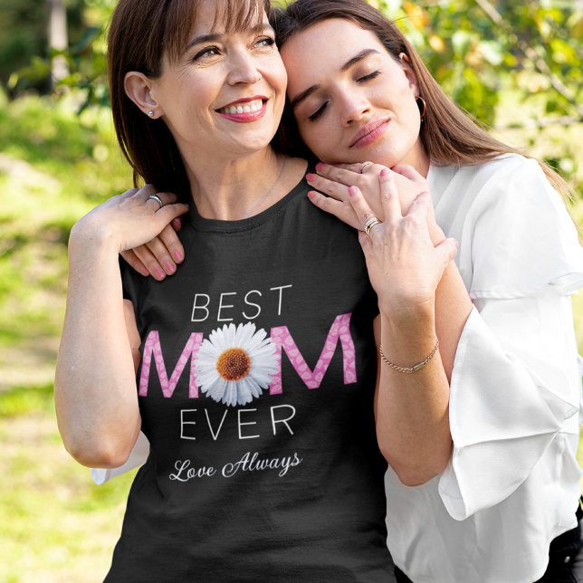Beste Mama je mit Daisy Image Print (rosa V2) T-Shirt (Von Creator hochgeladen)