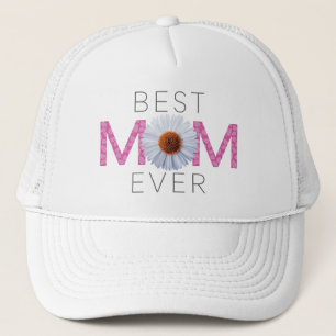 Beste Mama je mit Daisy Image Print (rosa V2) Truckerkappe