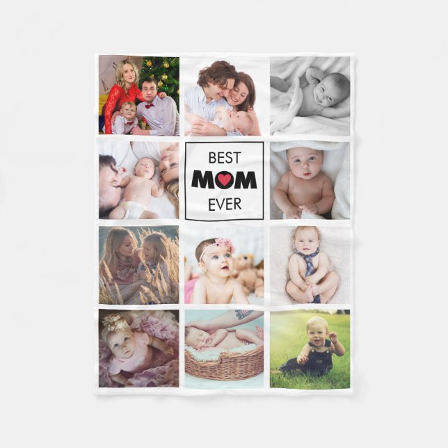 Beste Mama je Moderne Niedliche FotoCollage kunden Fleecedecke (Vorderseite)