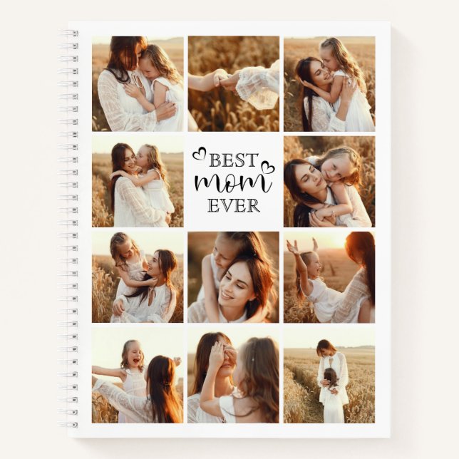 Beste Mama je Moderne Typografie Foto Collage Gesc Notizbuch (Vorderseite)