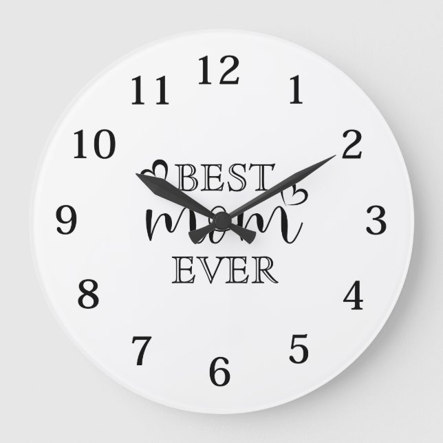 Beste Mama je Moderne Typografie Keepake Große Wanduhr (Vorderseite)