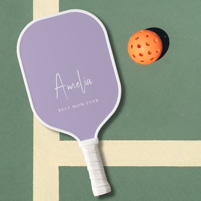 Beste Mama je Monogram Script-Lavendel Pickleball Schläger (Von Creator hochgeladen)