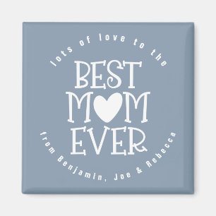 Beste Mama je Mum Name White Dusty Blue Magnet