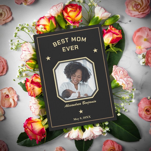 Beste Mama je Mutter Familie Foto Gold Schwarz Karte (Best Mom Ever Mother Family Photo Gold Black Card is great for your Mom, Grandma and Aunt. )