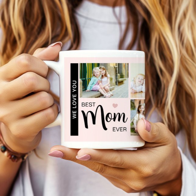 Beste Mama je Mütter Foto Rosa Kaffeetasse (Best Mom Ever Mothers Day Photo Blush Pink Coffee Mug)