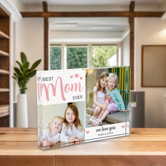 Beste Mama je Mutter Rosa am Tag Fotoblock (Best Mom Ever Mothers Day Blush Pink Photo Block)