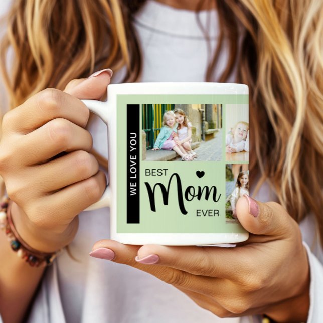 Beste Mama je Mütter Tag Foto Grün Kaffeetasse (Best Mom Ever Mothers Day Photo Green Coffee Mug)