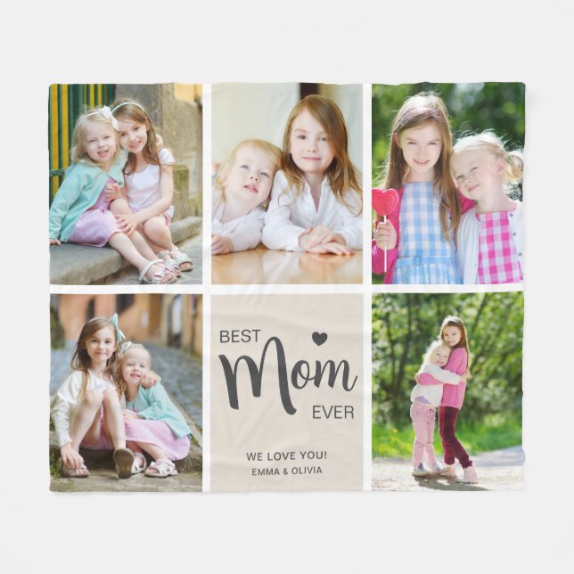 Beste Mama je Mutter Tag Tan FotoCollage Fleecedecke (Vorderseite (Horizontal))
