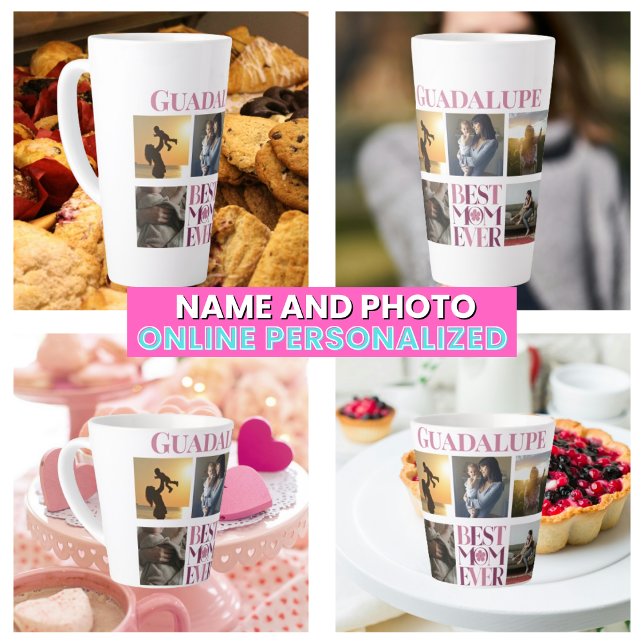 Beste Mama je Muttermutter FotoCollage Niedlich ro Milchtasse (Best Mom Ever Mother's Photo Collage Cute Pink Latte Mug
)