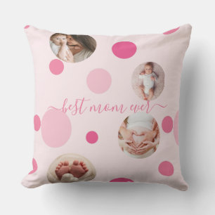 Beste Mama je Muttertag Foto Rosa Polka Dots Kissen