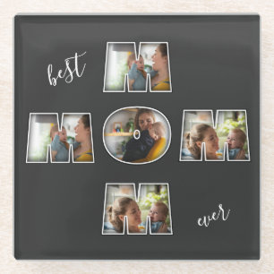 Beste Mama je Muttertag Geschenk 3 Foto Cutout Glasuntersetzer