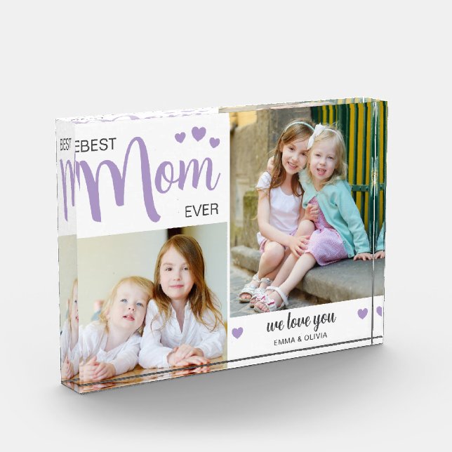 Beste Mama je Muttertag Lila Fotoblock (Links)