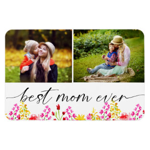 Beste Mama je Muttertagsfoto Collage Floral Magnet