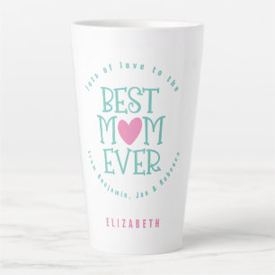 Beste Mama je Name Aquamarine rosa Typografie Milchtasse