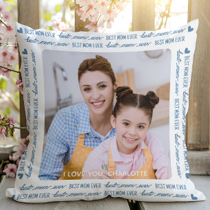 Beste MAMA je Niedlich Modernes Foto Blue Mother D Kissen