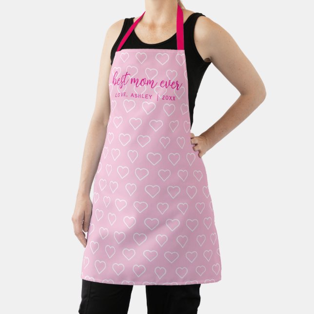 Beste Mama je Niedlich rosa Herzmuster Trendsetter Schürze (InSitu)