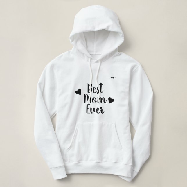 Beste Mama je Niedliche Personalisierte Schwarztyp Hoodie (Design vorne)