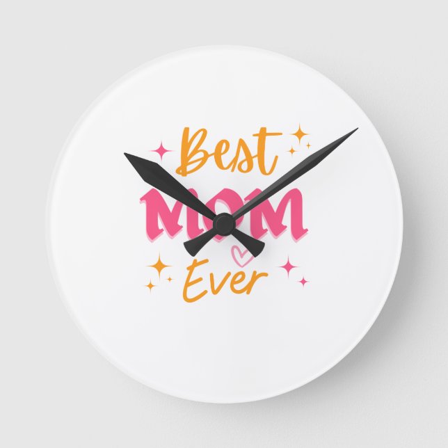 Beste Mama je - Niedliches Geschenkdesign für Mutt Runde Wanduhr (Vorderseite)