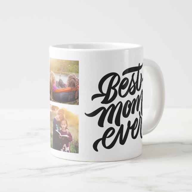 Beste Mama je Personalisiert 6 FotoCollage Jumbo-Tasse (Vorderseite Rechts)