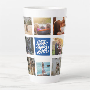 Beste Mama je Personalisiert Foto Collage Navy Blu Milchtasse