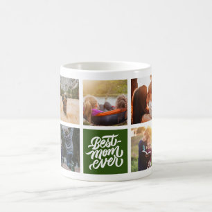 Beste Mama je Personalisierte Fotocollage grün Kaffeetasse