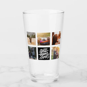 Beste Mama je Personalisierte Fotocollage Schwarz Glas