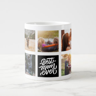Beste Mama je Personalisierte Fotocollage Schwarz Jumbo-Tasse