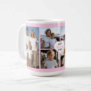 Beste Mama je personalisierte rosa 6 Bildvorlage Kaffeetasse