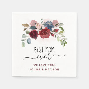 Beste Mama je Personalisierte Wasserfarbe Serviette