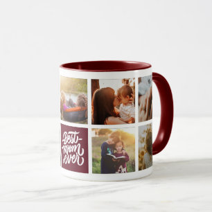Beste Mama je Personalisierter Foto Collage Maroon Tasse