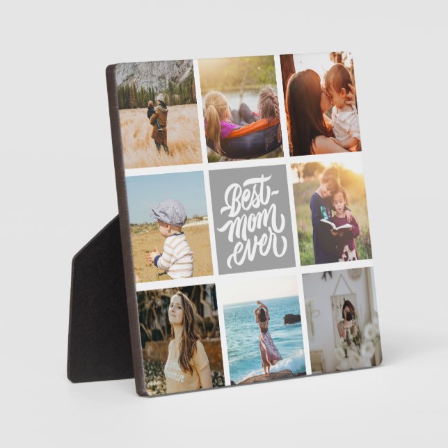 Beste Mama je Personalisierter FotoCollage Grau Fotoplatte (Vorderseite)