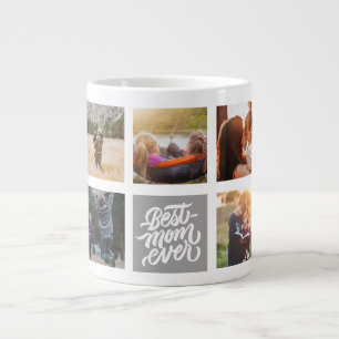 Beste Mama je Personalisierter FotoCollage Grau Jumbo-Tasse