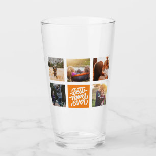 Beste Mama je Personalisierter FotoCollage Orange Glas