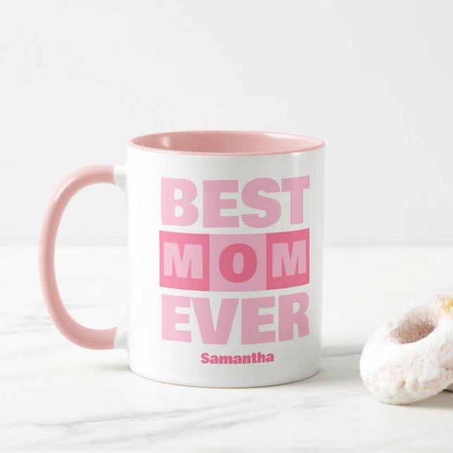 Beste Mama je Personalisierter Name Tasse (Mit Donut)